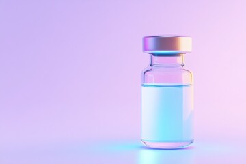 Healthcare innovation: glass vaccine vial on abstract gradient background for medical use