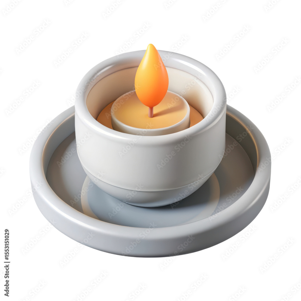 Aufkleber 3d rendering plasticstyle icon of a lit candle isolated on background simple design element