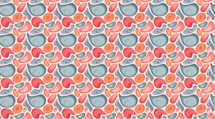 Obraz premium Abstract Organic Drops and Paisley Seamless Pattern - Modern Colorful Vector Background