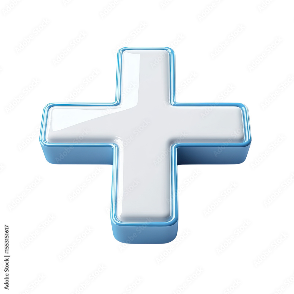 Fototapete blue plus sign image symbol white center calculation addition positive on transparent background
