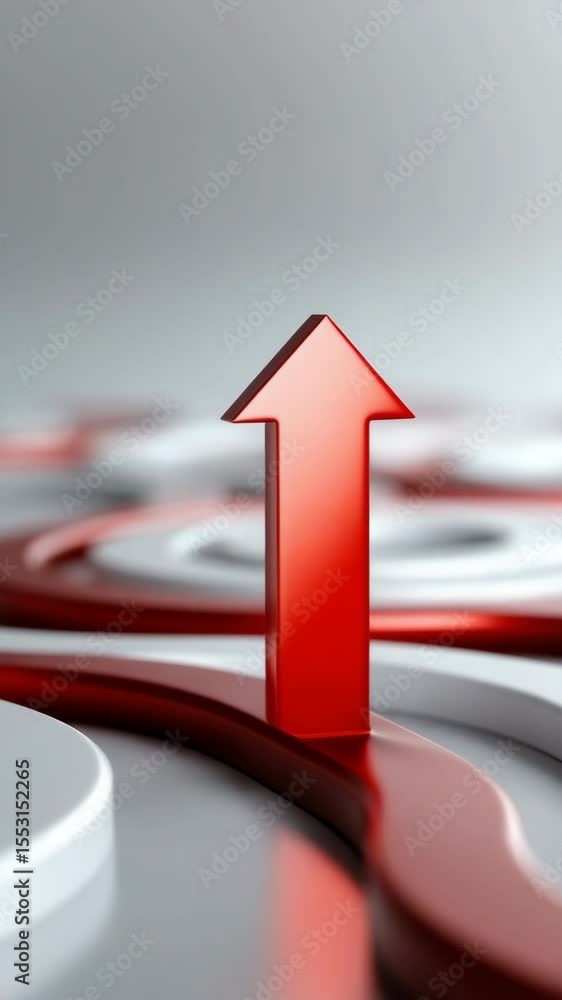 Aufkleber a red arrow is pointing up on a white and red line. concept of progress and upward movement
