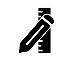 Pencil and ruler icon. Pencil and ruler icon for website design, app vector design and illustration. 

