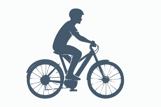 Silhouette of urban electric bike rider with empty background for minimalist eco transport design 
