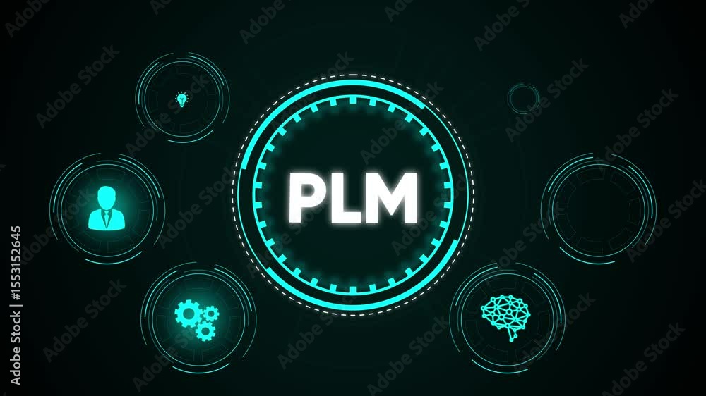 Aufkleber futuristic hud interface element with glowing cyan ring animation on dark background