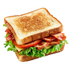 Toasted Bread Bacon Lettuce Tomato Cheese Sandwich Isolated on a transparent background image