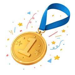 Gold Medal Icon Isolated on Transparent Background