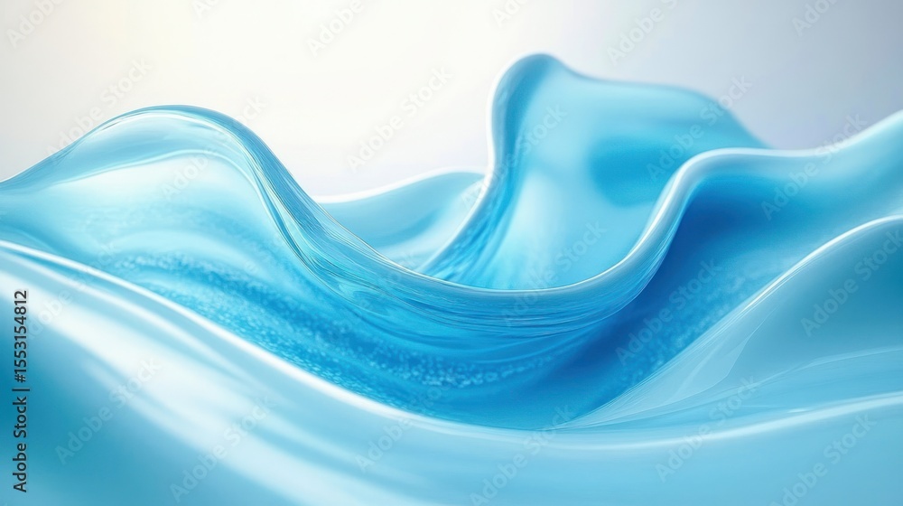 Poster smooth flowing blue liquid waves creating dynamic and glossy curves evocative of calmness and fluidi