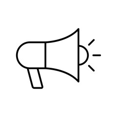 Loudspeaker line icon. Megaphone symbol outline. Bullhorn, loudhailer sign. Vector illustration. Advertising, marketing, media concept. Communication symbol. Public speaking, protest, alerts idea. 