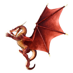 3D Rendering Fairy Tale Dragon on White