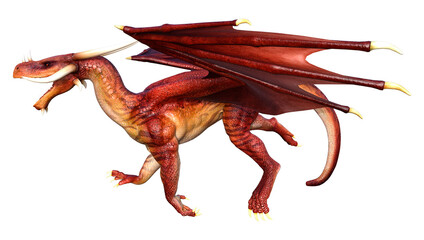 3D Rendering Fairy Tale Dragon on White