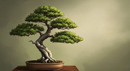 Fototapeta premium Elegant Juniper Bonsai Tree in a Pot