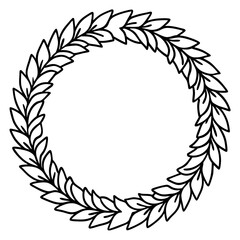 Minimal Evergreen Wreath Line Art