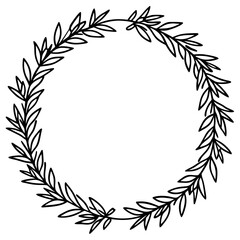 Minimal Evergreen Wreath Line Art