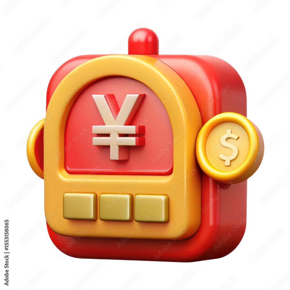 Poster red and golden currency symbol 3d rendering plasticstyle icon with yen and dollar isolated on white 