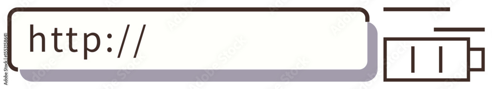 Aufkleber search bar with http text and low battery icon. ideal for web navigation, internet activity, low ene