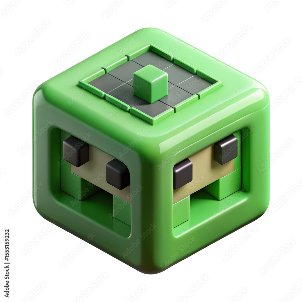 Poster stylized green 3d rendering plasticstyle icon isolated on background geometric minimalist design mod