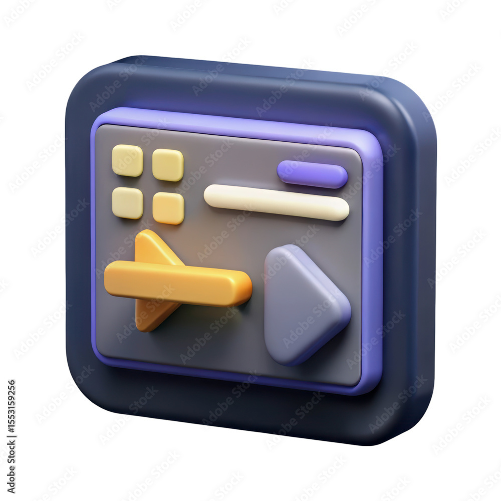 Poster stylized handheld game console 3d rendering plasticstyle icon isolated on white background for enter