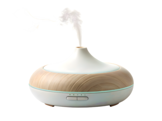 Ceramic oil diffuser with steam effect isolated on white background