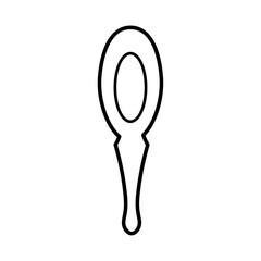 中華料理で使われるれんげ（レンゲ）の線画イラスト。白背景でシンプルなアウトラインスタイルのベクター画像｜れんげ,レンゲ,スプーン,中華,食器,ベクター