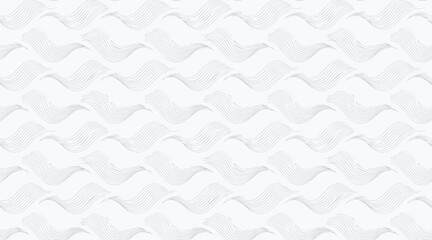 3D White Wave Scale Pattern - Abstract Geometric Embossed Background