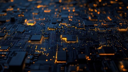 Close-up view of a complex circuit board.