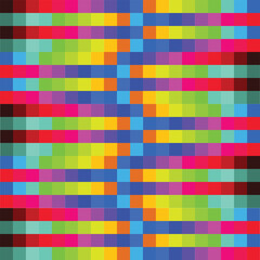 Bright Horizontal Bands Of Varied Colored Pixel Blocks