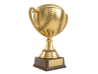 Golden baseball trophy isolated on transparent background for victory