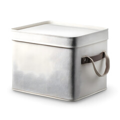Elegant Storage Solution: A minimalist storage box, presented in a studio shot, emphasizes sleek lines, clean design and a practical handle, making it the ideal solution for organizing with style. 
