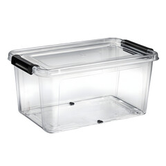 Transparent Storage Solution: A crystal-clear storage container with secure lid, showcasing practicality and organization, perfect for tidiness and space efficiency.