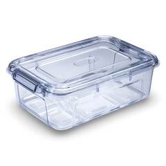 Clear Lunch Container: A clear, rectangular food container with a secure lid, showcasing its transparency and practicality for storing meals and food.