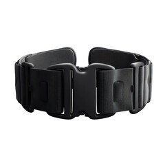 Tactical Belt Black Security Webbing with Quick Release Buckle Nylon Strap on transparent background
