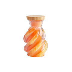 Refreshing Orange Juice in a Swirl Glass Decanter with Wooden Lid