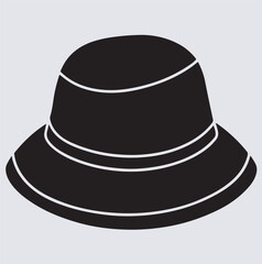 bucket hat silhouette vector art illustration, black hat on white background