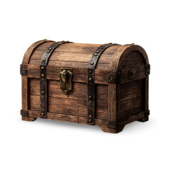 Vintage Treasure Chest: An old treasure chest, crafted from aged wood and reinforced with iron bands, evokes a sense of adventure, mystery, and timeless allure.