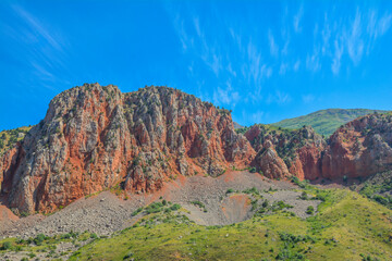 Red rocks and beautiful nature. Rocky Mountains. Beautiful natural landscape with unique mountains....