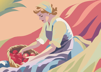 Summer Jam Girl Picking Apples in a Vibrant Meadow for Farm Blogs, Culinary Websites, Seasonal Recipes, Home Cooking Content, and Fresh Produce Awareness  