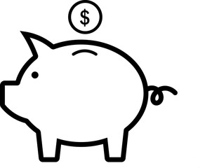 piggy bank outline vector illustration