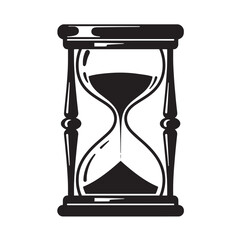 Classic hourglass illustration depicting time passing with a vintage art silhouette design suitable for various projects