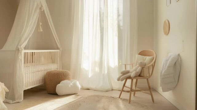 Neutral baby nursery interior design