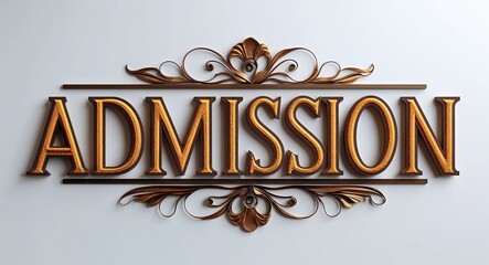 admission decorative design lettering on plain white background