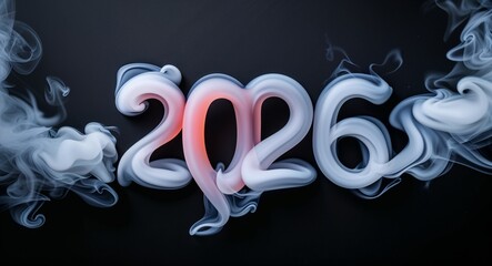 2026 word made of smoke on black background