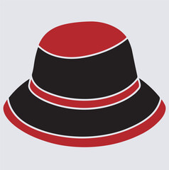 bucket hat 1 silhouette vector art illustration, red top hat isolated
