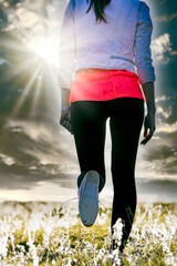 Walking in the field, healthy lifestyle and health care