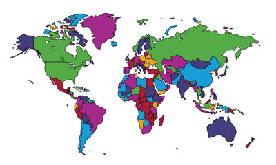 Vector illustration of world map isolated on white background.