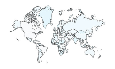 Vector illustration of world map isolated on white background.