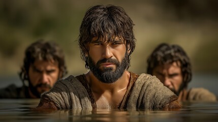Naaman healed from leprosy after dipping seven times in the Jordan River, a miraculous Old Testament scene of faith and obedience