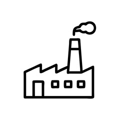 Factory emitting green smoke representing clean production in icon style with transparent background