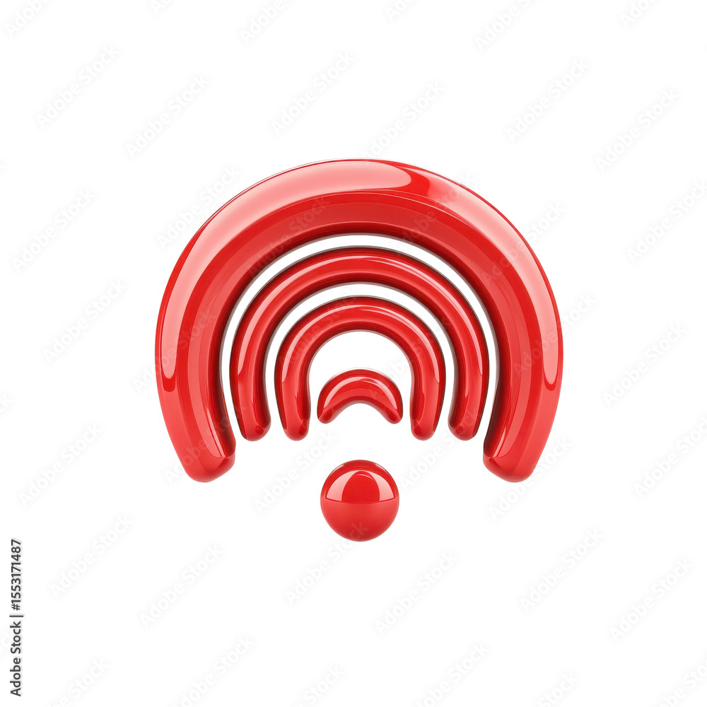 Aufkleber red wifi signal icon connectivity symbol wireless internet connection on transparent background