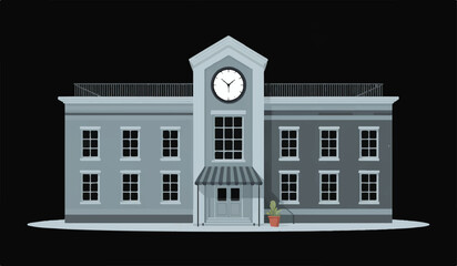 Classic public building with clock tower: ideal for government, education, law, or institutional concepts.

