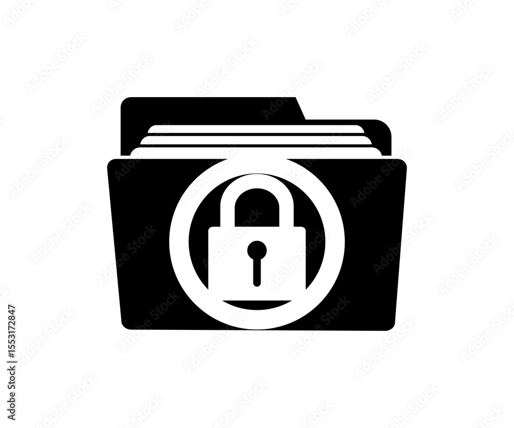 Poster locked folder icon. file folder security icon. protected folder symbol illustration on transparent b
